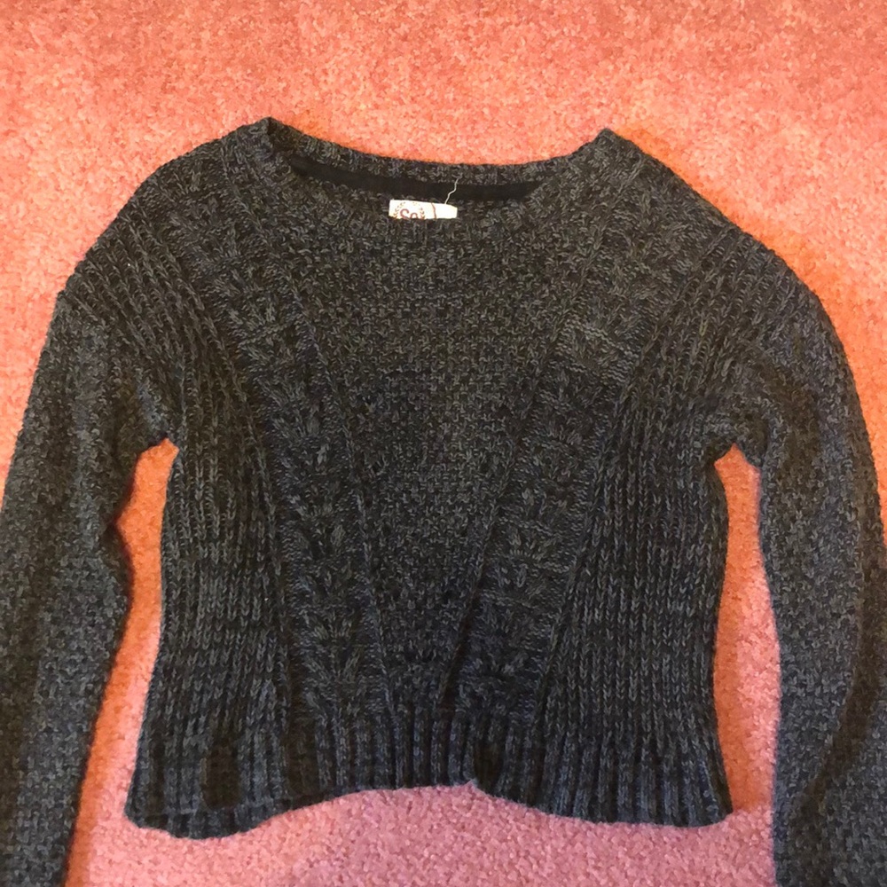 Charcoal cropped knit sweater crewneck